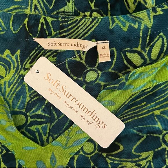 Soft Surroundings Womens Tunic Top Size XL Tropical Boho Resort Loose Oversized - Picture 6 of 7